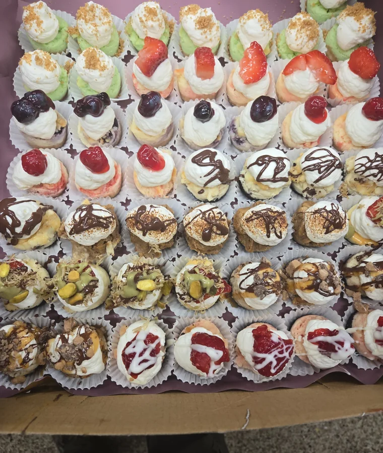 A large assortment of Josef's mini cheesecakes